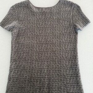 Armani Collezioni Textured Gray Short Sleeve Top